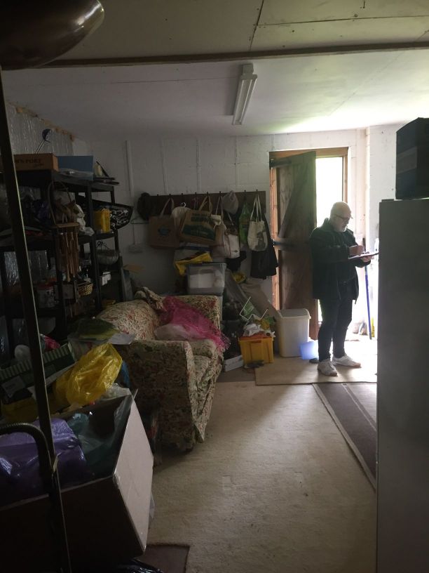 Dave inspecting the former garage